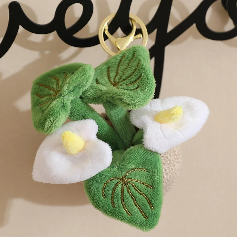 Anthurium Plant Potted Plush Keychain