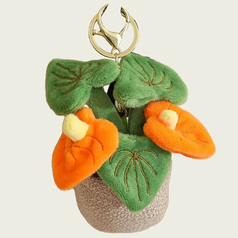 Anthurium Plant Potted Plush Keychain