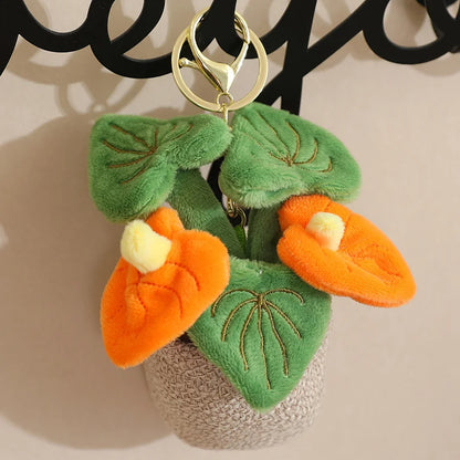 Anthurium Plant Potted Plush Keychain