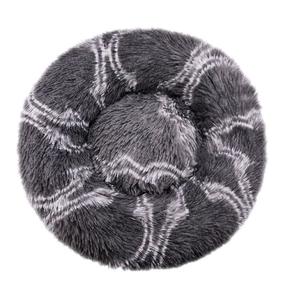 Round Fluffy Plush Dog Bed