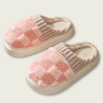 Checkerboard Plush Slippers