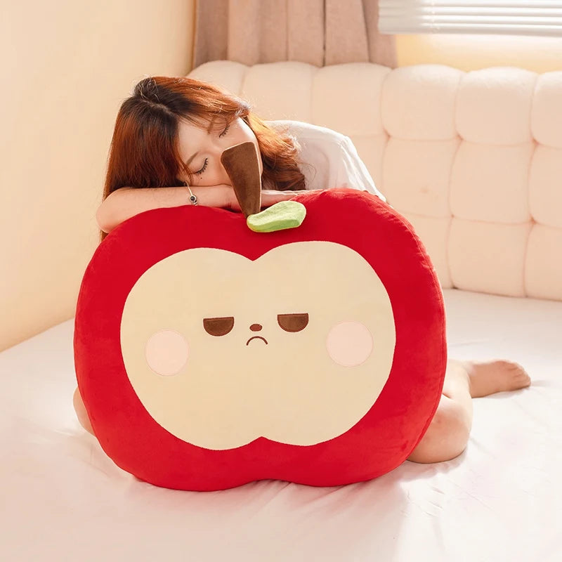 Unamused Red Apple Plushie Pillow