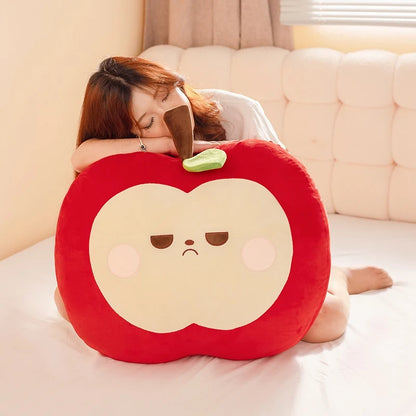 Unamused Red Apple Plushie Pillow