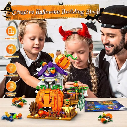 Pumpkin Halloween House Building Blocks Set