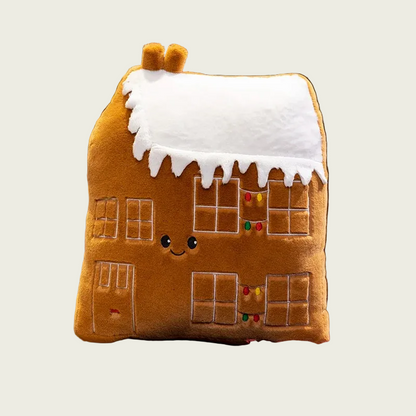 Snow-Capped Gingerbread House Plushie Decoration