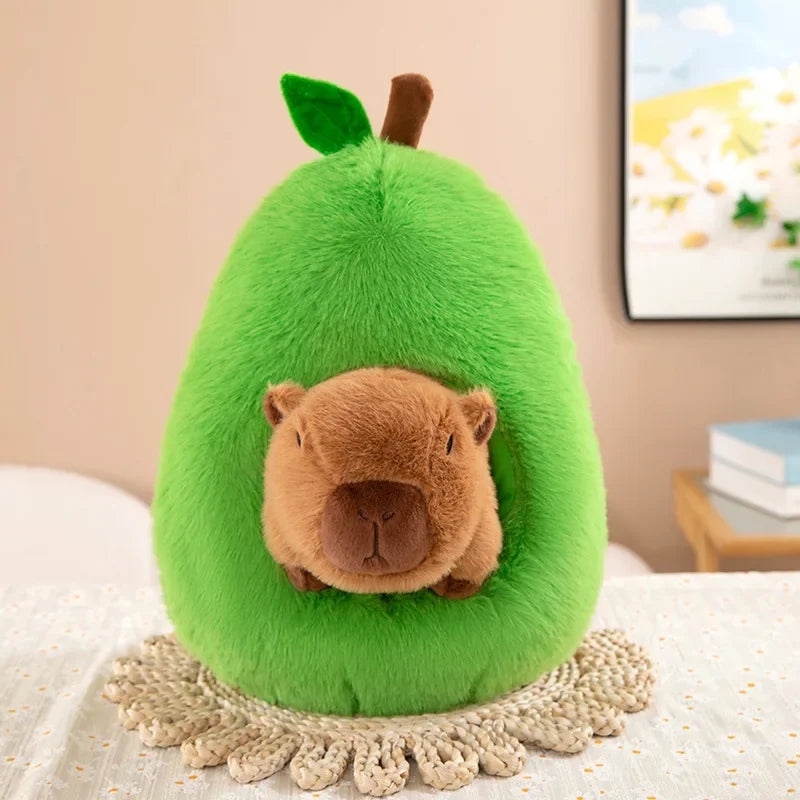 Plush Avocado with Removable Capybara-Pit