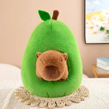 Plush Avocado with Removable Capybara-Pit