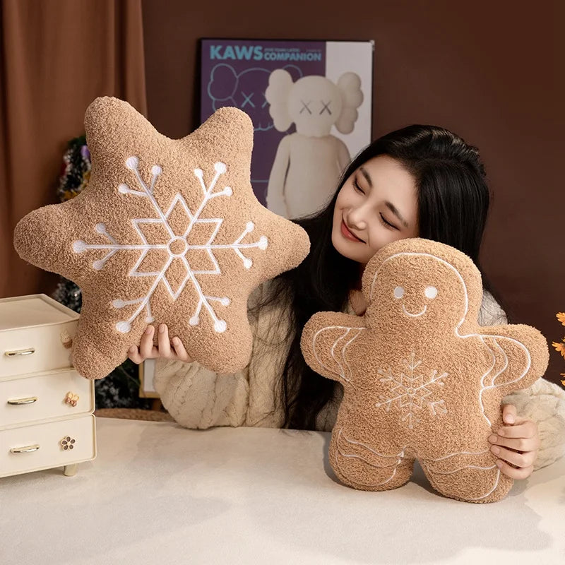 Snowflake Chestnut Brown Plush Pillow