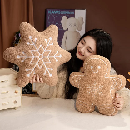 Snowflake Chestnut Brown Plush Pillow