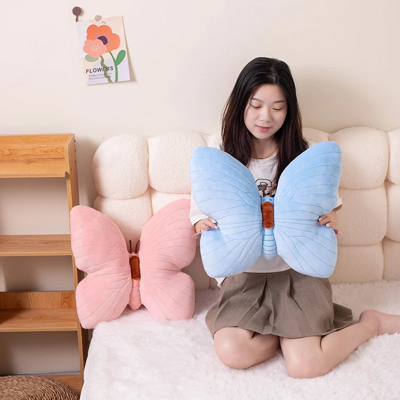 Blue Veined Butterfly Plush Pillow