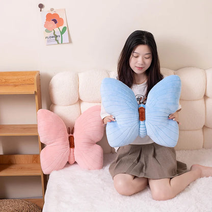 Blue Veined Butterfly Plush Pillow