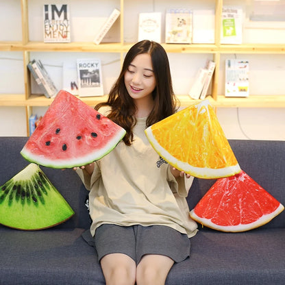 Quarter Grapefruit Slice Printed Fruit Pillow