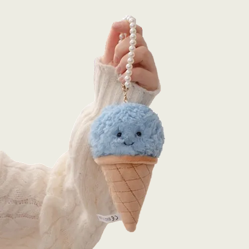 Cookie Monster Ice Cream Cone Keychain