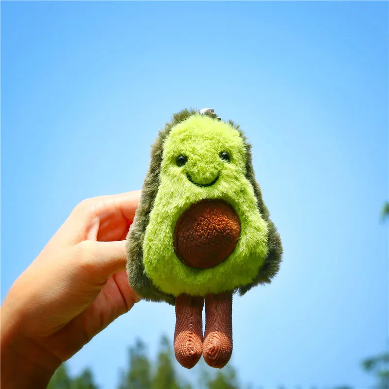 Mini Avocado Cartoon Plushie Keychain