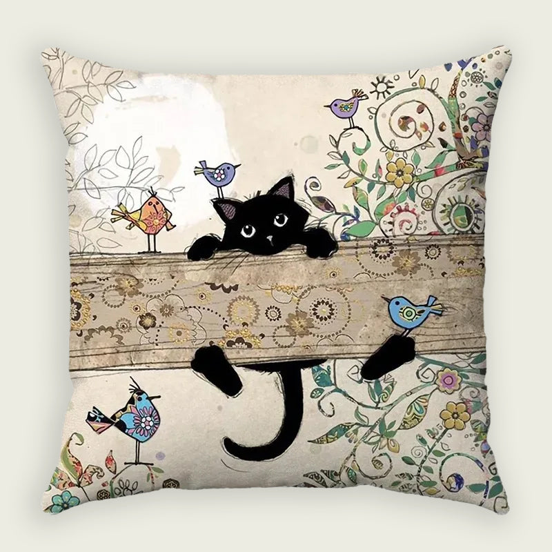 Mischievous Kitten Outdoors Plush Pillow Case