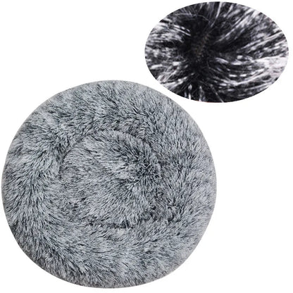 Round Fluffy Plush Dog Bed