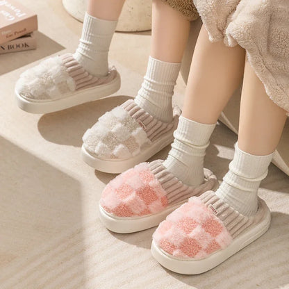 Checkerboard Plush Slippers