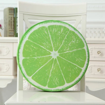 Round Slice of Lime Printed Fruit Cushion
