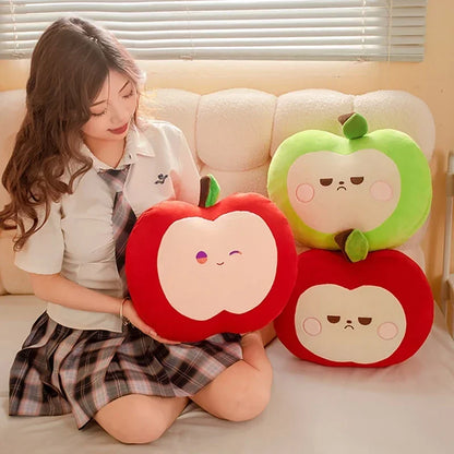 Unamused Green Apple Plushie Pillow
