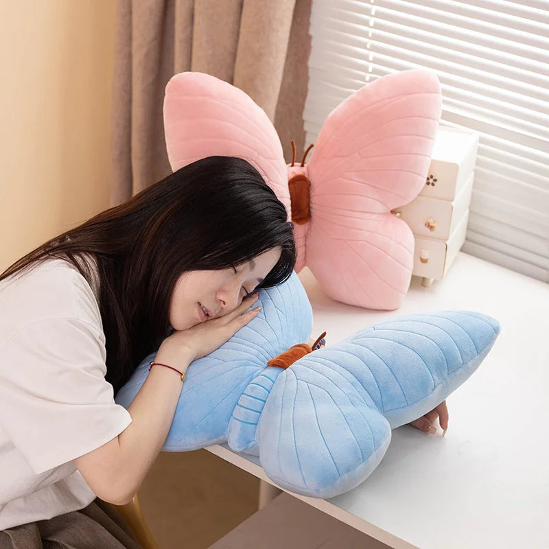 Blue Veined Butterfly Plush Pillow