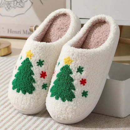 Christmas Tree Plush Slippers