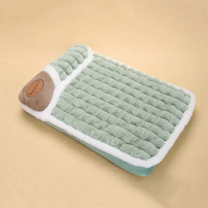 Pet Plush Mattress with Built-In Pillow