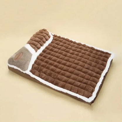 Pet Plush Mattress with Built-In Pillow