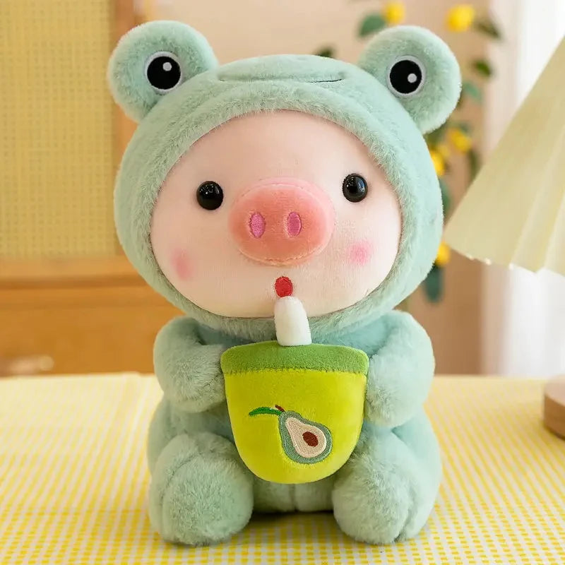 Baby Pig in Costume with Bubble Boba Tea 9.2" Plushie