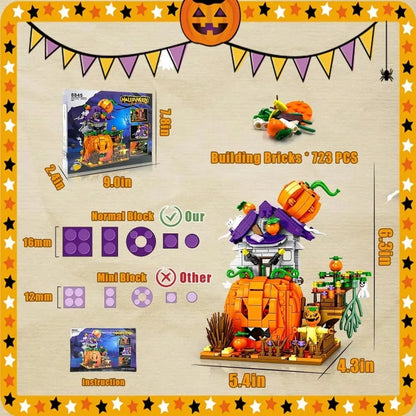 Pumpkin Halloween House Building Blocks Set