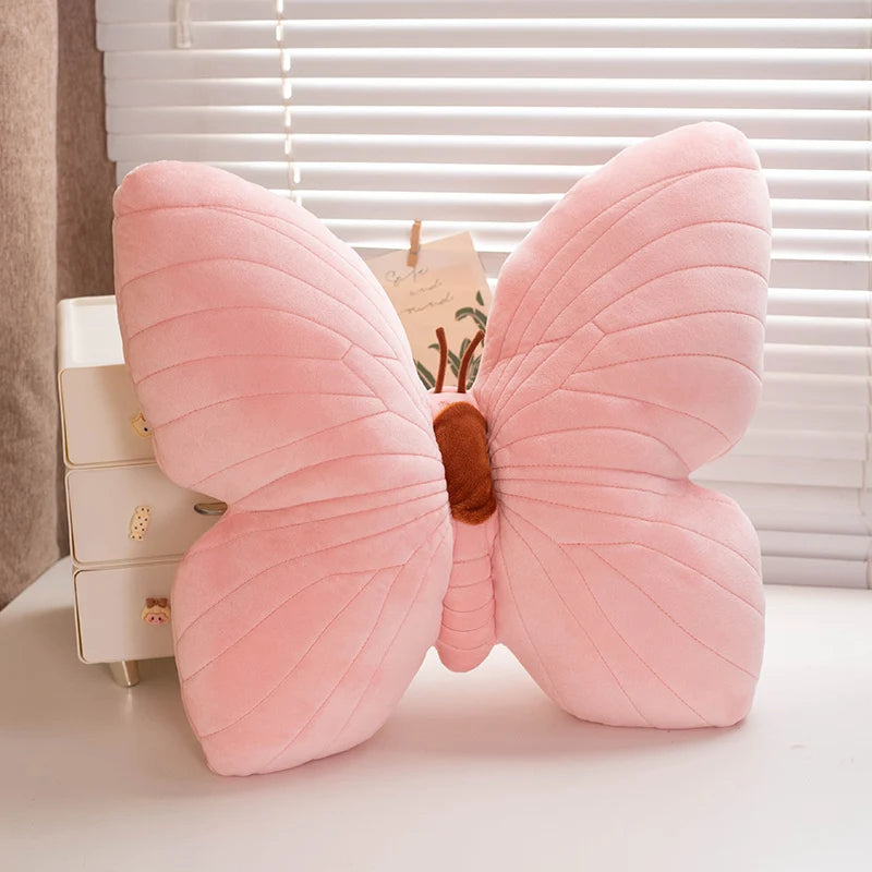 Pink Veined Butterfly Plush Pillow