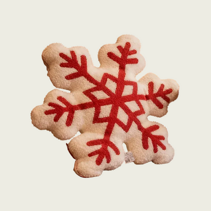 Red Snowflake Plush Pillow