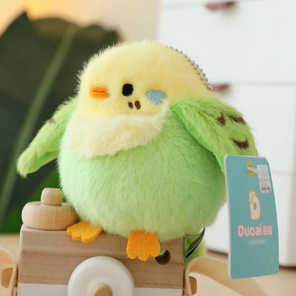 Green Parakeet Pocket Bird Keychain Pendant