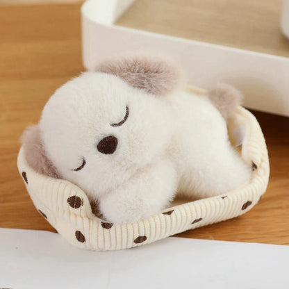 Baby Puppy Sleeping in Bed