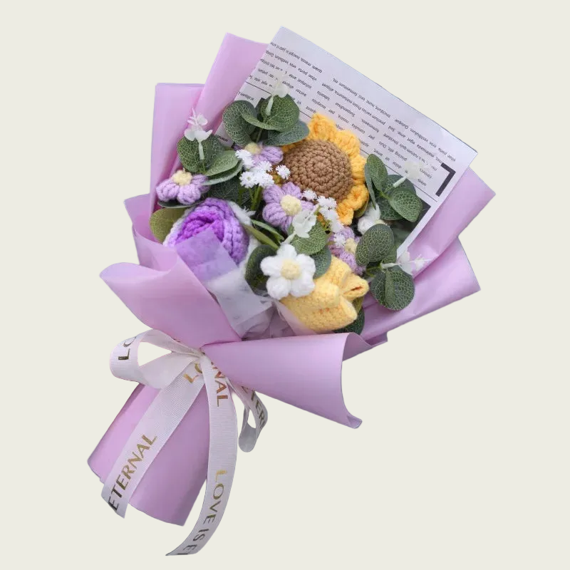 Purple Rose / Yellow Tulip / Sunflower Plush Florist