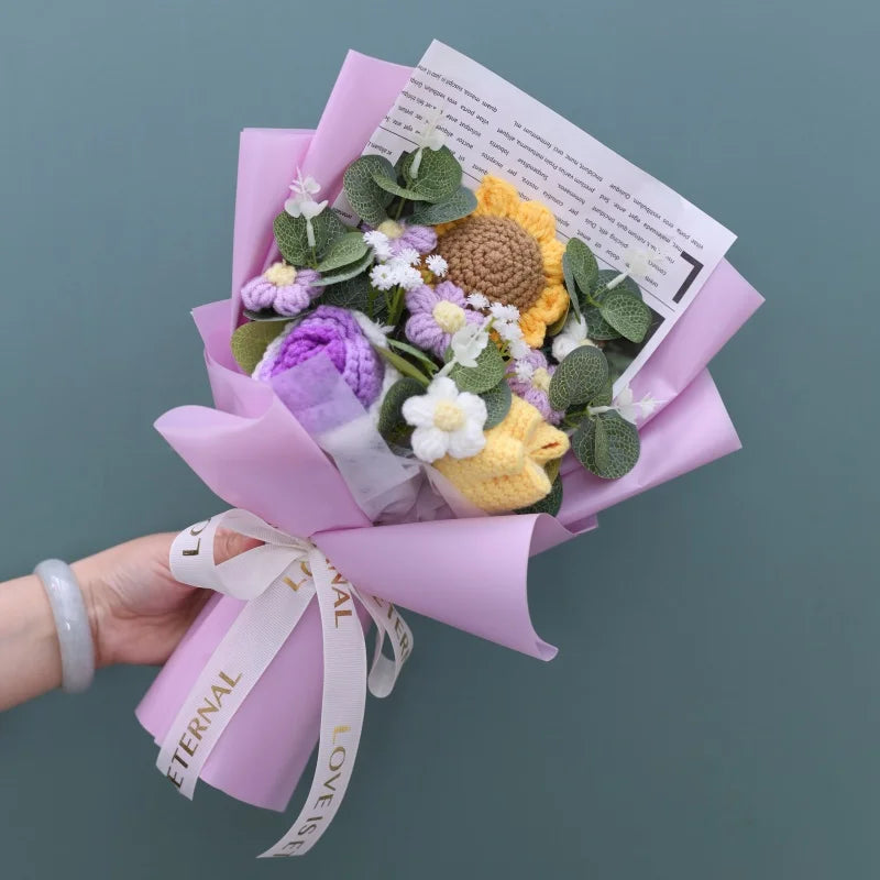 Purple Rose / Yellow Tulip / Sunflower Plush Florist