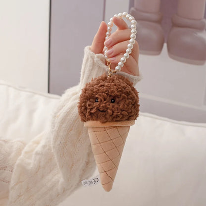 Chocolate Ice Cream Cone Keychain