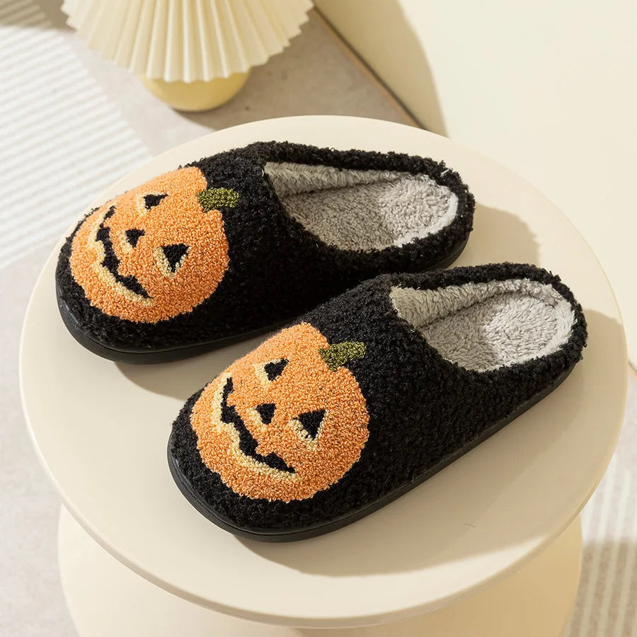 Jack-O'-Lantern Plush Slippers