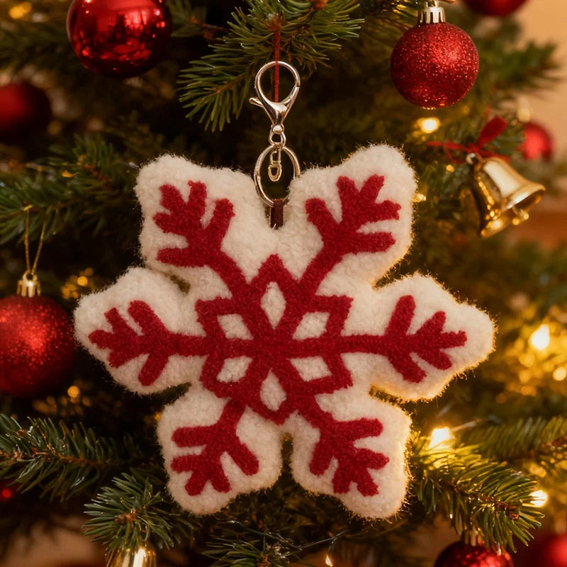 Red Snowflake Plush Pillow