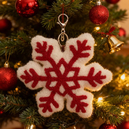 Red Snowflake Plush Pillow