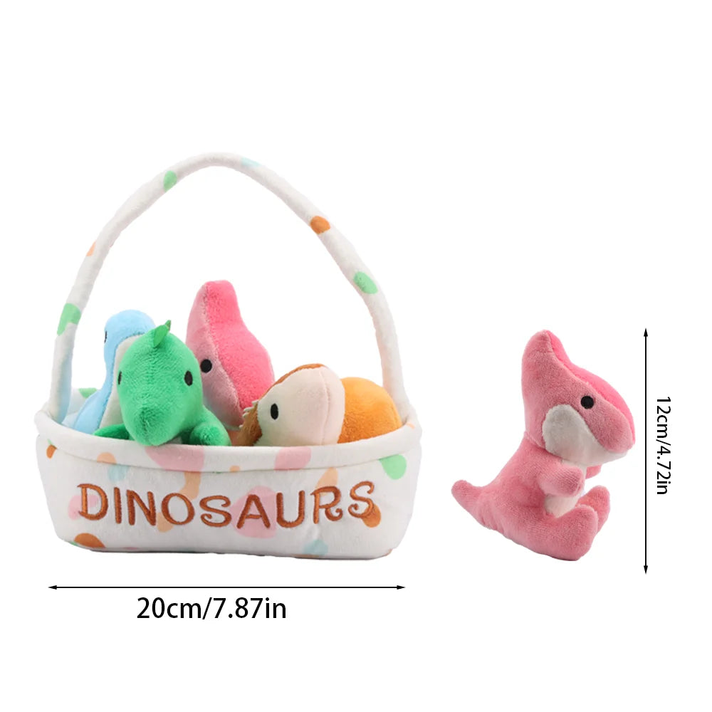 Basket of Dinosaur Plushies