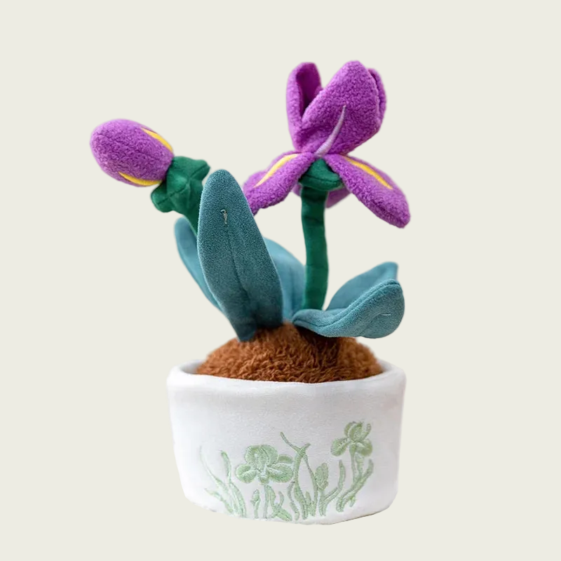 Iris Plush Plant in White Pot