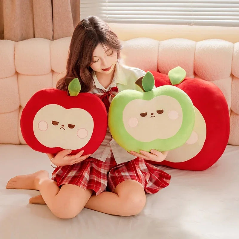 Unamused Green Apple Plushie Pillow