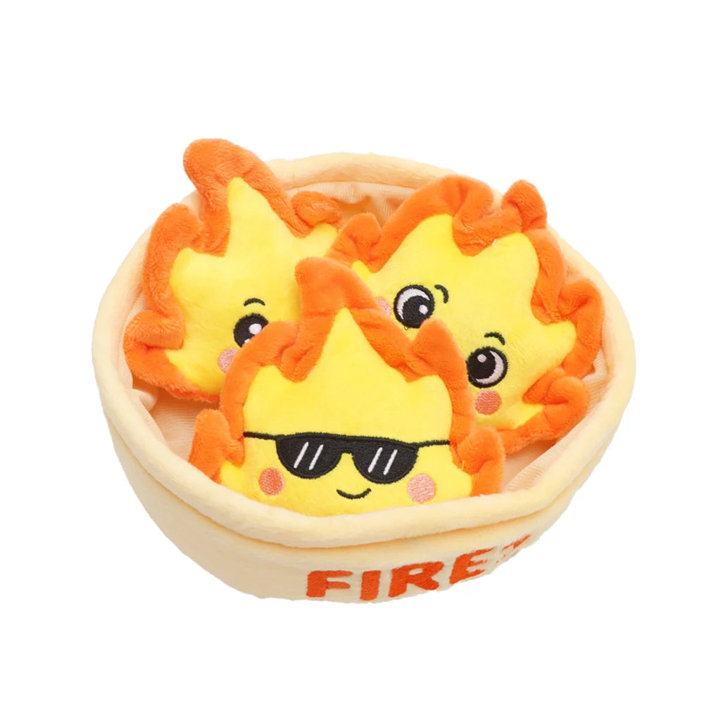Basket of Flame Emoji Plushies