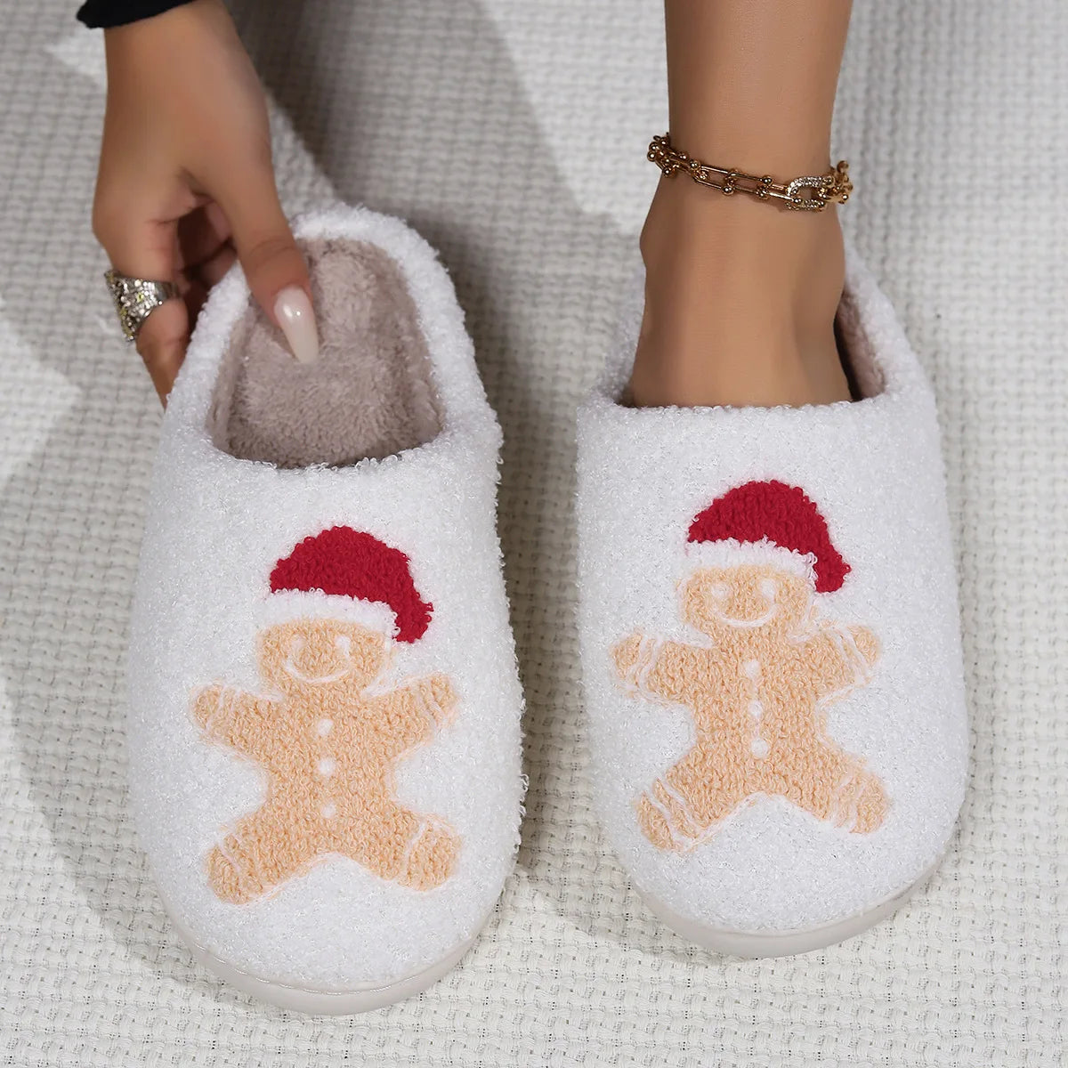 Gingerbread Man Plush Slippers