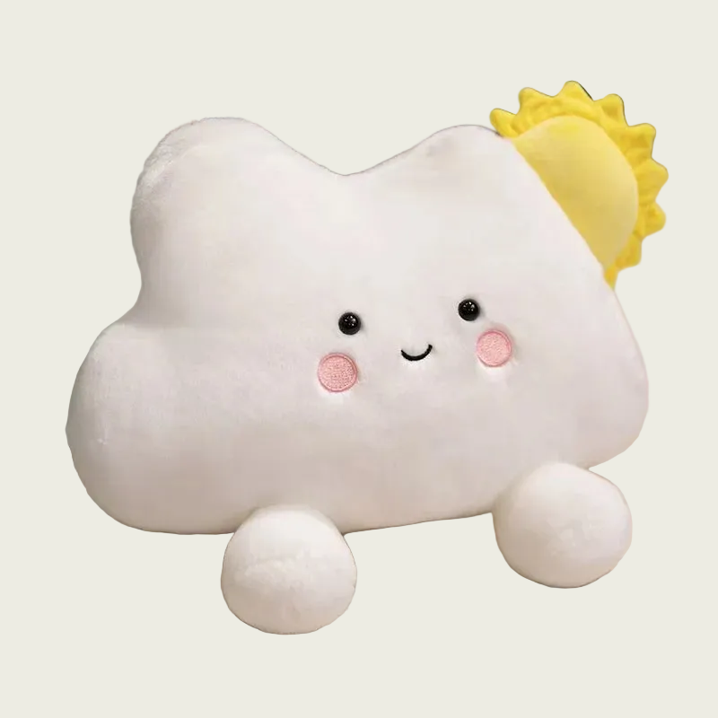 Smiling White Cloud with Small Yellow Sun Plushie
