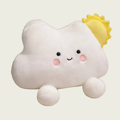 Smiling White Cloud with Small Yellow Sun Plushie