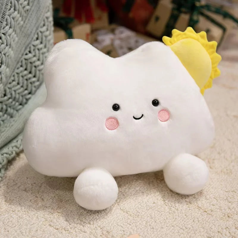 Smiling White Cloud with Small Yellow Sun Plushie