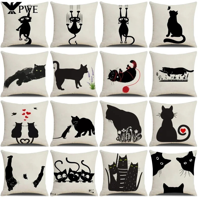 2 Cats Fall in Love Hunting Plush Pillow Case