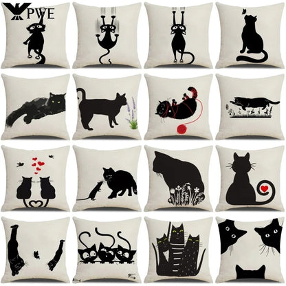 2 Cats Fall in Love Hunting Plush Pillow Case