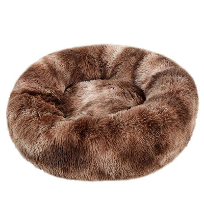 Round Fluffy Plush Dog Bed
